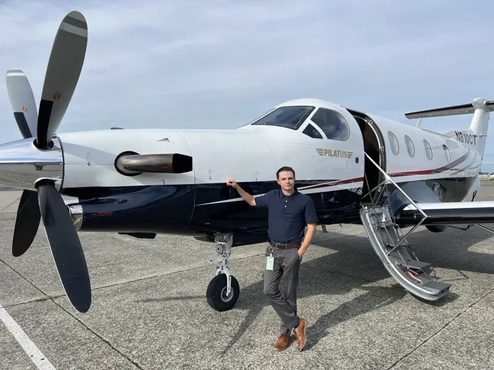 Pilatus PC-12 on the ramp after a repositioning flight at KBFI (Seattle, WA)