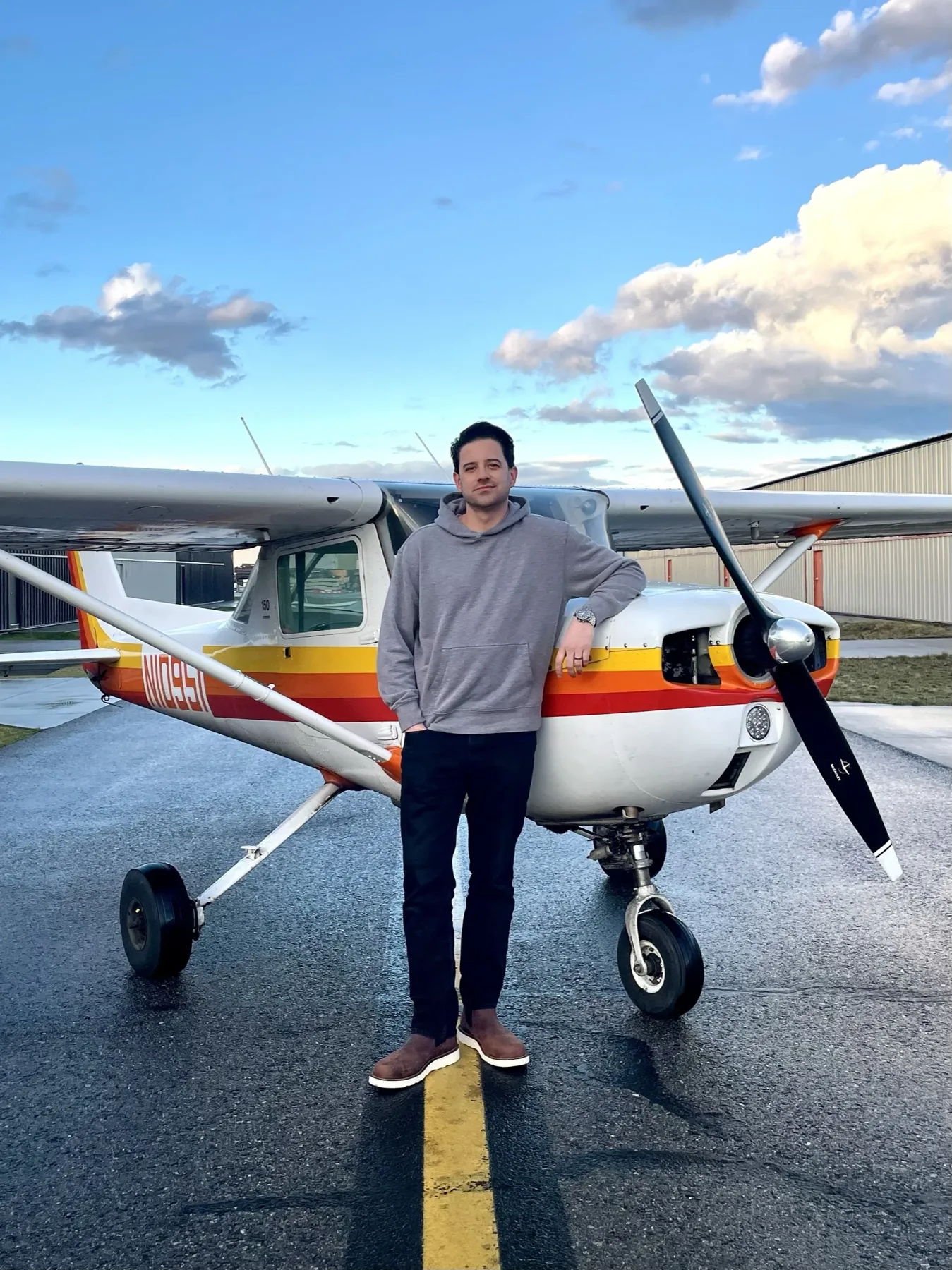 Shea D'Amore after passing his CFI checkride in N10951